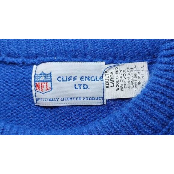 Vintage New York Giants Sweater Large NFL Pro Line by Cliff Engle Wool 80’s USA - Picture 2 of 5